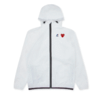 Veste zippée blanche CDG x K-Way pour homme, imperméable et légère.