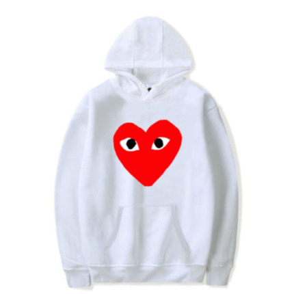 Sweat à capuche Comme des Garçons avec grand cœur rouge – hoodie unisexe iconique et stylé
