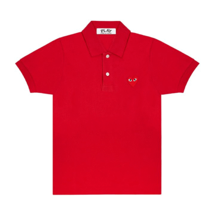 Polo rouge PLAY avec emblème rouge – polo unisexe en coton premium signé Comme des Garçons Play